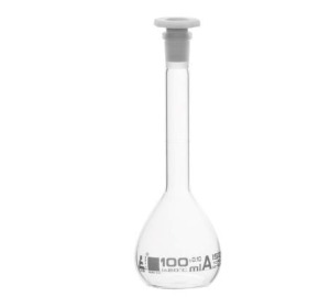 Volumetric flask with stopper, Clear - 100 ml (VET236)