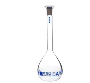 Volumetric flask with stopper, Clear - 250 ml (VET237)